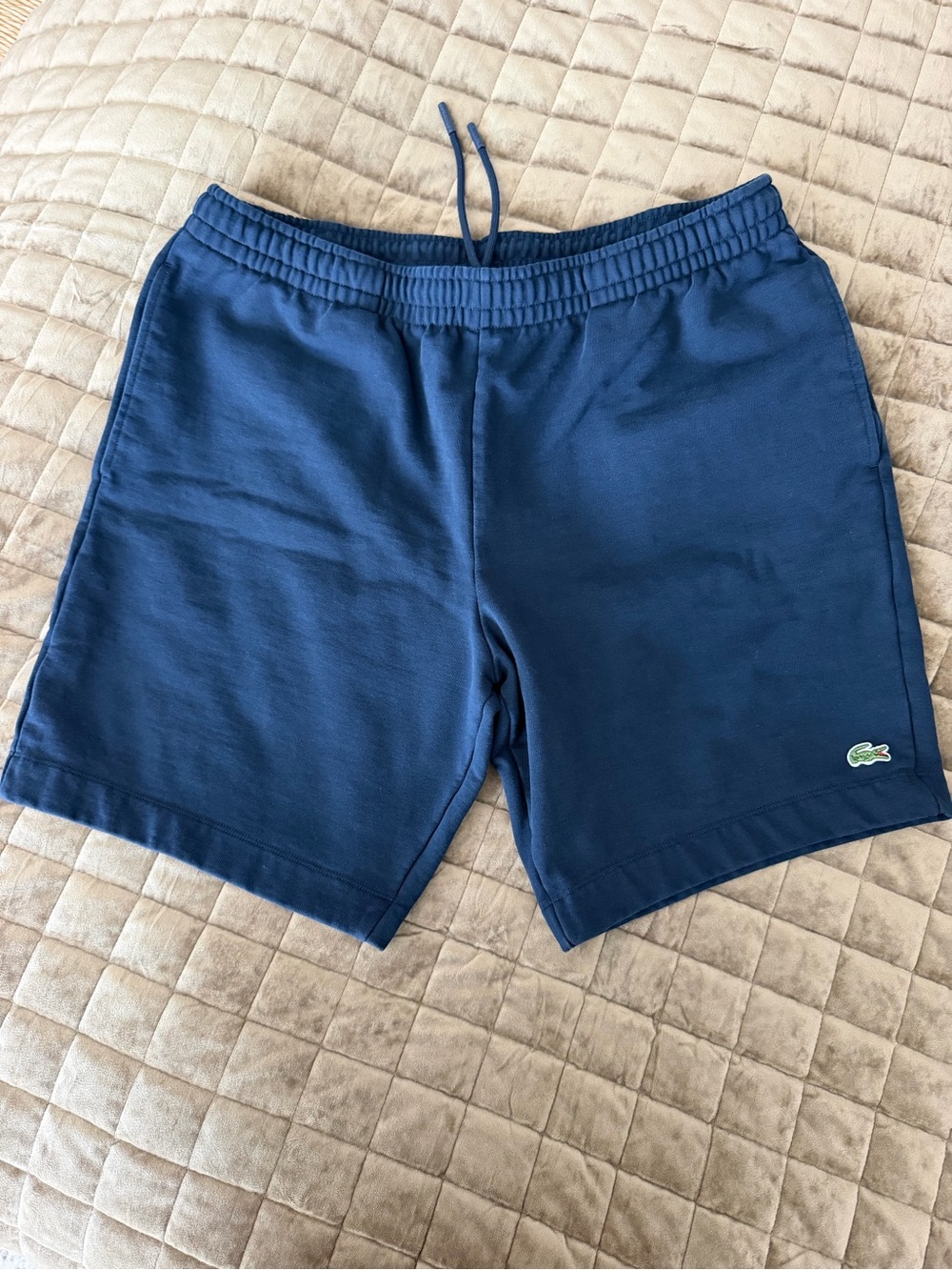Lacoste Deep Blue Cotton Drawstring Athletic Shorts